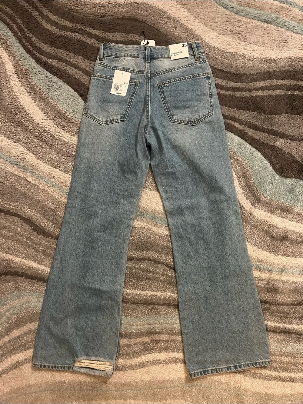 Forever 21 Light Blue Distressed Wide Leg Jeans with Studded Details - Picture 5 of 5